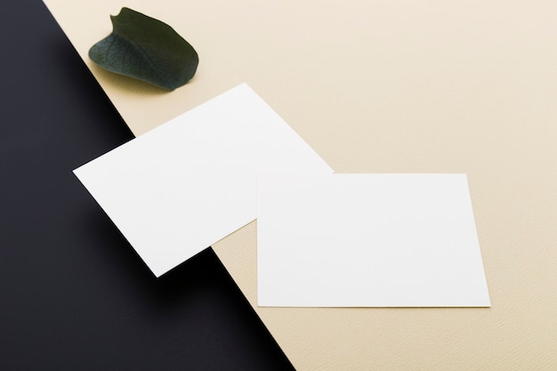 Close-up blank business cards concept