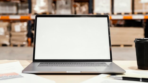 Close up blank laptop screen