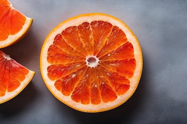 A close up of a blood orange cut in half