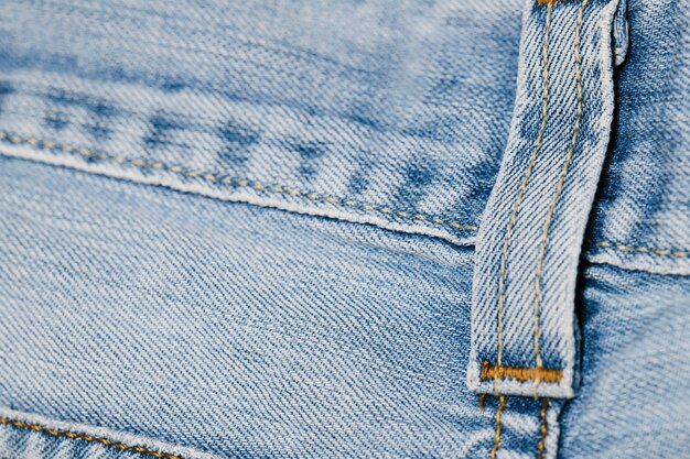 Close-up blue jeans belt loop