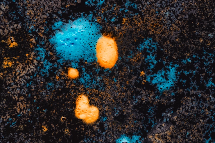 Free Photo close-up blue and orange foam