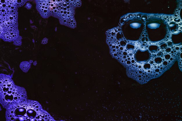 Close-up blue and violet foam