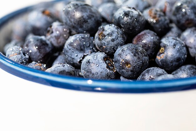 Close-up blueberries in bowl