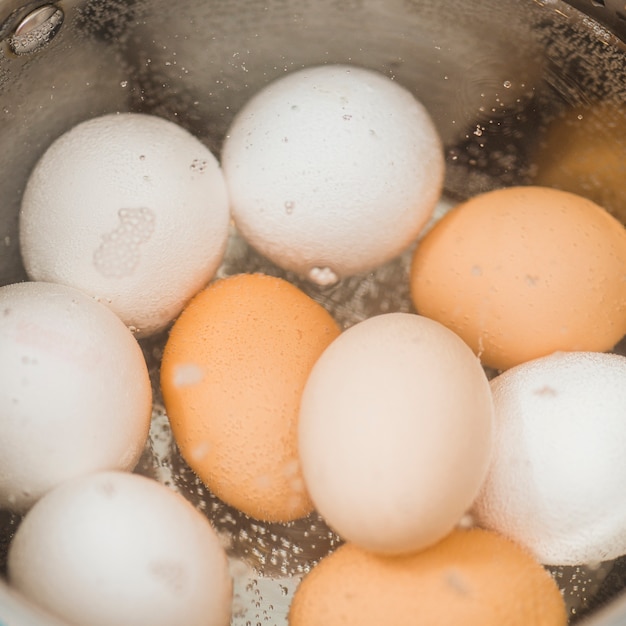 Close-up boiling eggs