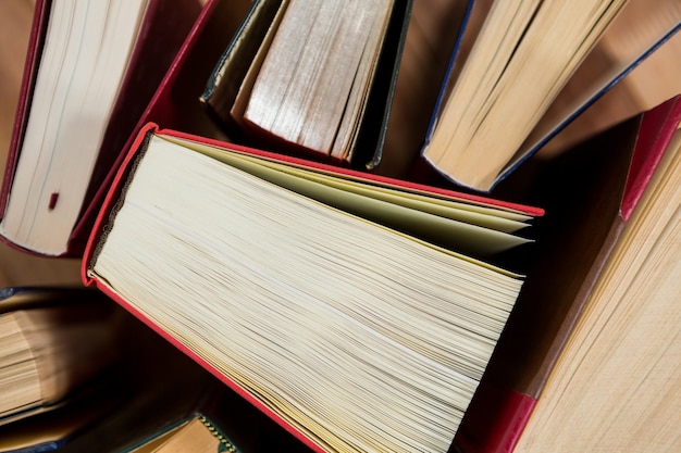 Free photo close-up of books arranged