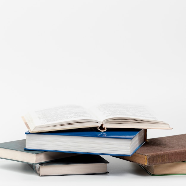 Close-up books with white background