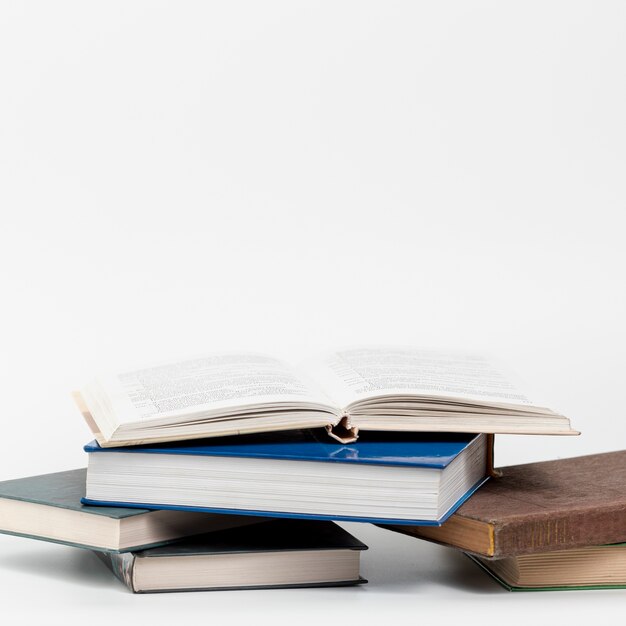 Close-up books with white background