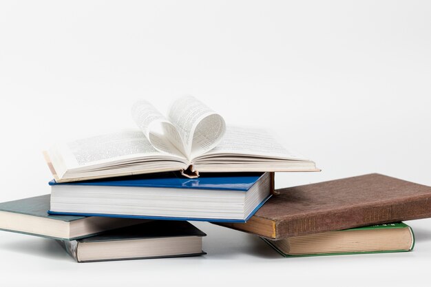 Close-up books with white background