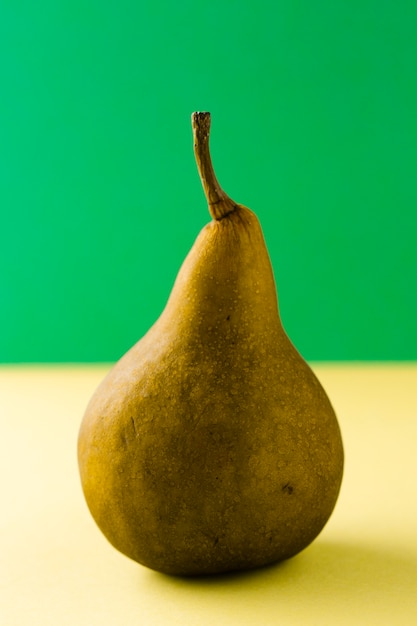 Close-up bosc pear with blurred background