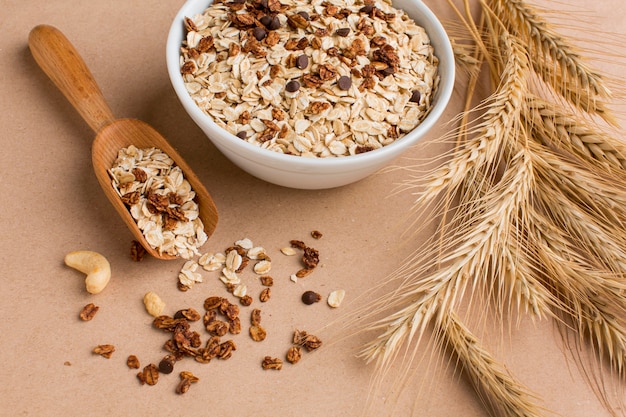 Close-up bowl of cereals