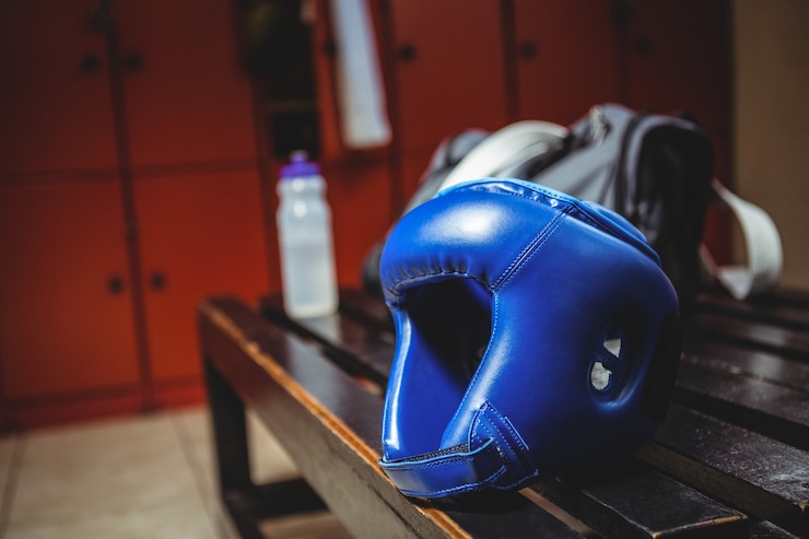 Free Photo close-up of boxing headgear
