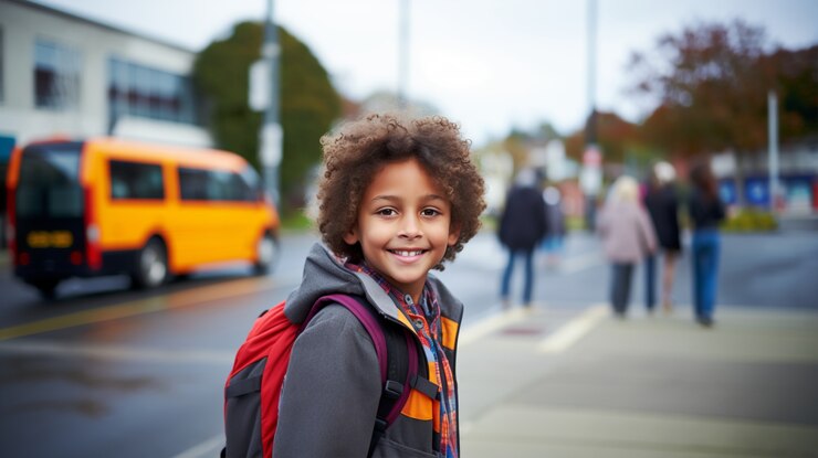 Free Photo close up on boy going to school