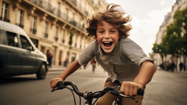 Foto gratuita prossimo piano del ragazzo in bicicletta