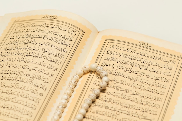 Close-up bracelet and holy book