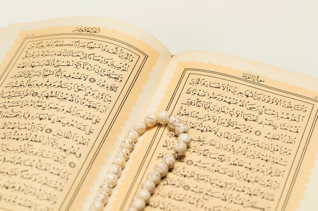 Close-up bracelet and holy book