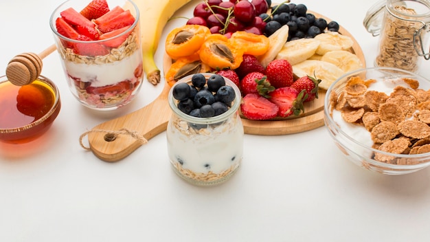 Foto gratuita concetto di colazione del primo piano