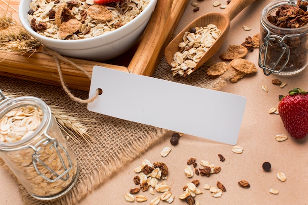 Close-up breakfast with cereals