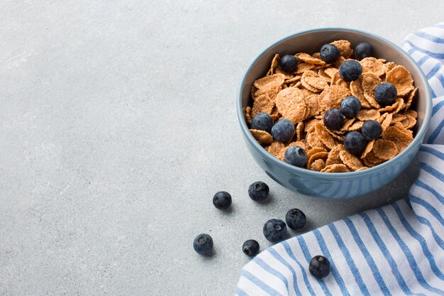 Close-up breakfast with cereals