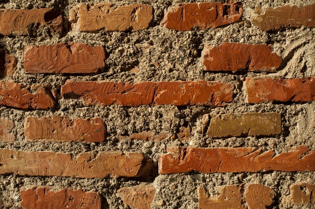 Close-up of brick wall with cement