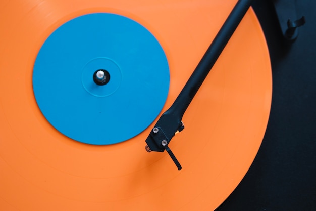 Close-up bright vinyl record