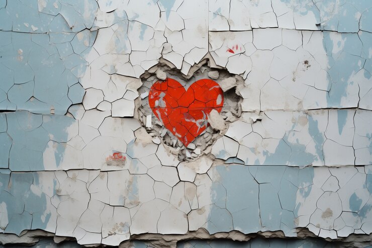 Free Photo close up on broken heart graffiti