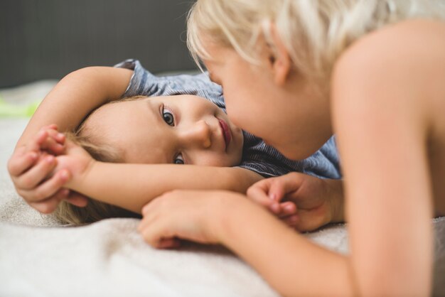 Close-up of brothers resting