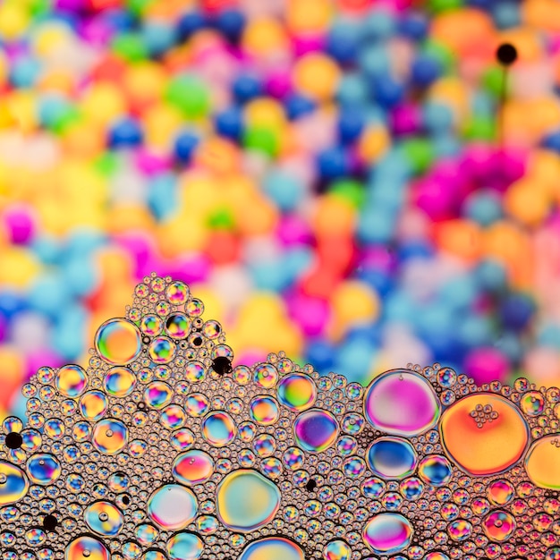 Close up bubbles with defocused surface