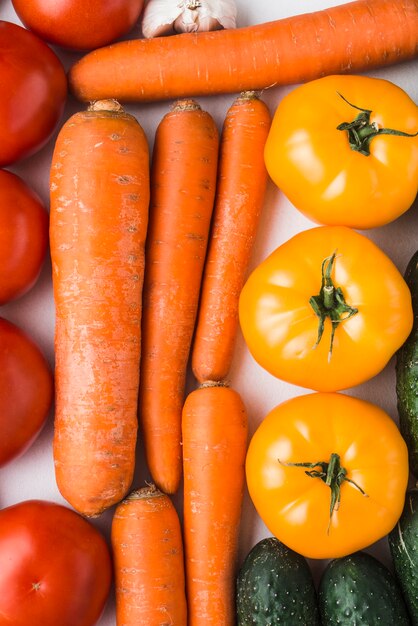 Close-up bunch of ripe vegetables