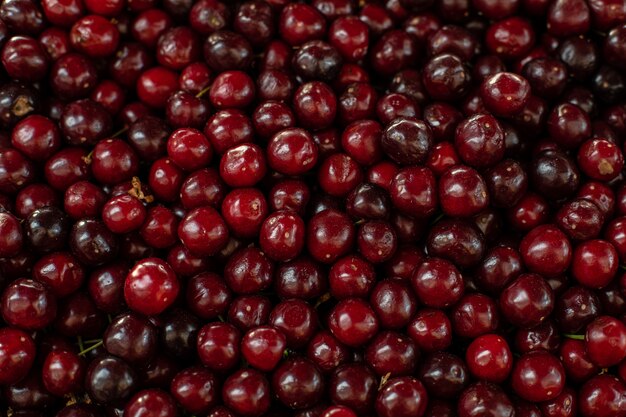 Close up of burgundy cherries