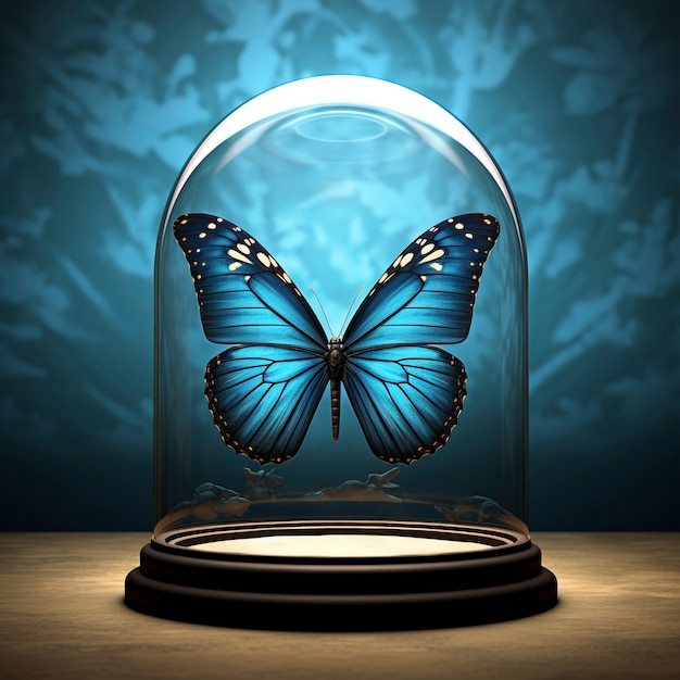 Free photo close up on butterfly in glass dome