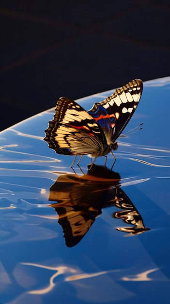 Foto gratuita prossimo piano su una farfalla vicino all'acqua