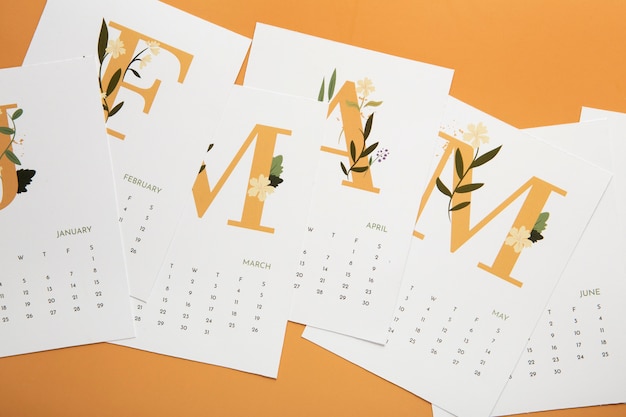 Foto gratuita primo piano sul design del calendario