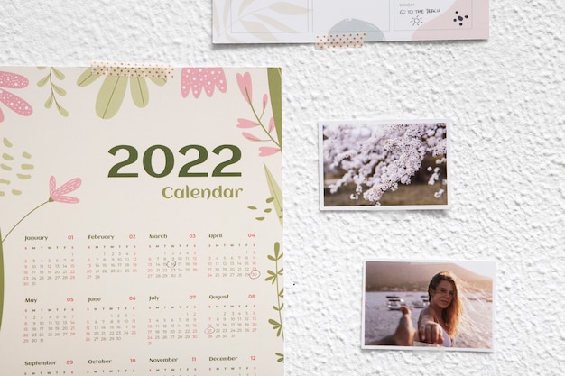 Foto gratuita primo piano sul design del calendario