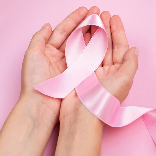 Close-up cancer concept with ribbon