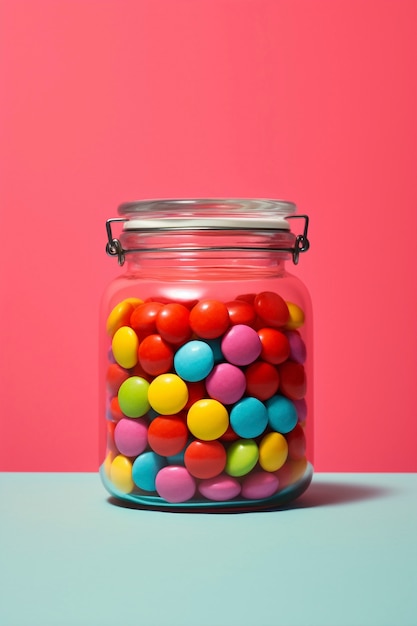 Close up on candies in jar