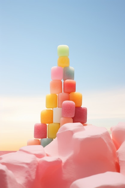 Close up on candies pile