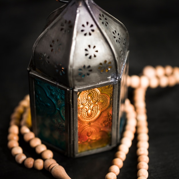 Free photo close-up candle on ramadan day