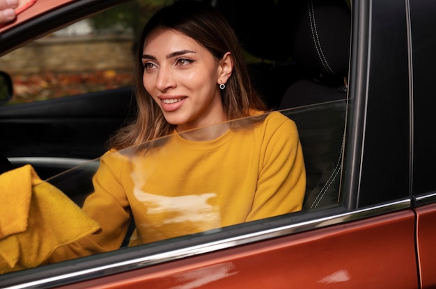 Close up on car care process