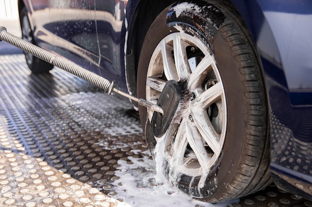 Close up on car care washing