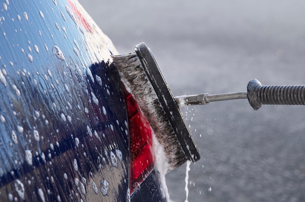 Close up on car care washing
