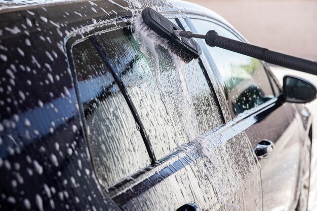 Close up on car care washing