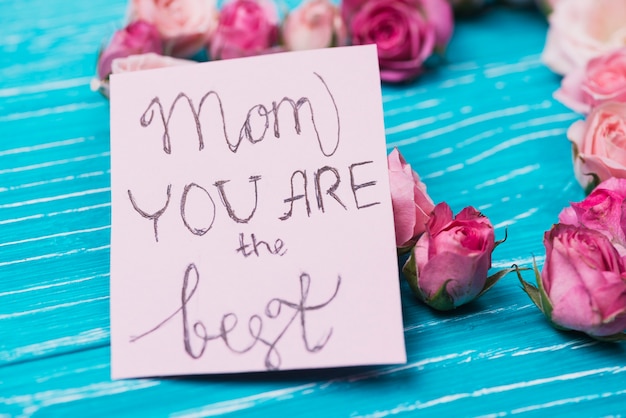 Free photo close-up of card with cute message for mother's day