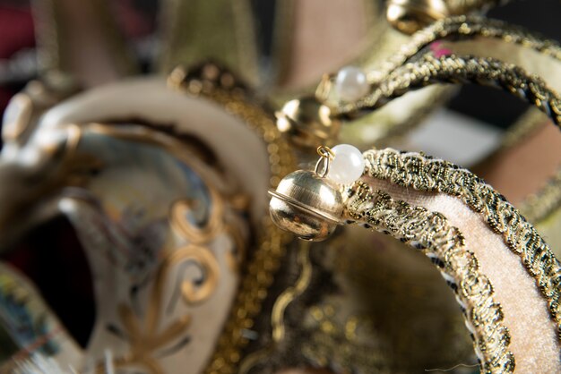 Close-up of a carnival mask's top