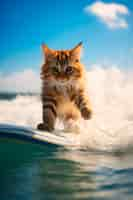 Free photo close up on cat  surfing