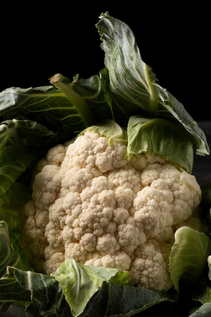 Close-up cauliflower with leaves