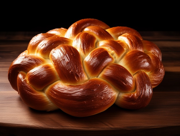 Foto gratuita visto da vicino il piatto di challah per hanukkah