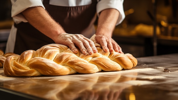 Free photo close up on challah dish for hanukkah