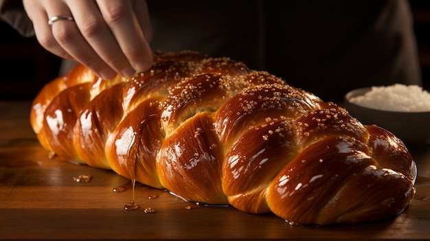 Free photo close up on challah dish for hanukkah