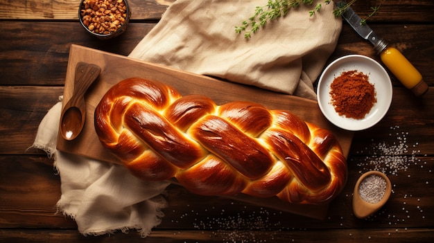 Close up on challah dish for hanukkah