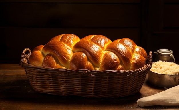 Free photo close up on challah dish for hanukkah